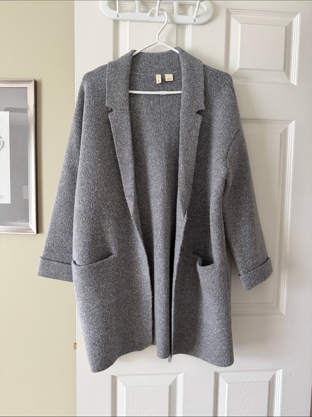 Anthropologie (Moth) Gray Open-Front Knit Blazer/Sweater Jacket